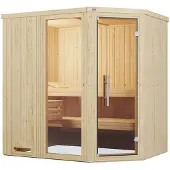 Weka Sauna "Element-Ecksauna VARBERG 1" vorgefertigte Elemente, Fensterelement, moderne Ganzglastür
