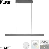 Pure E-Motion LED-Pendelleuchte, platin, CCT - , E-Motion, dimmbar, Grau, für Wohnzimmer, Metall, Modern