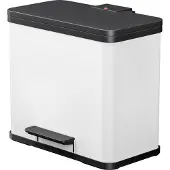 Hailo Öko trio Plus L Tret-Mülltrenner - freistehender 3 x 9 Liter Dreifachmülleimer aus Stahlblech - Mülltrennsystem mit soft close Deckel - 3-fach Abfalltrenner für die Küche - Weiß