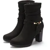 LASCANA Stiefelette Stiefel, Boots mit Blockabsatz und Schmuckelement VEGAN