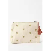 Sissy-Boy Kosmetiktasche Mit Goldener Herzstickerei - Creme