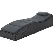 Juskys Sonnenliege Lamia klappbar - Polyrattan Gartenliege mit Auflage - Schwarz