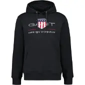 Gant für Herren. 2047082 Archiv Shield Hoodie schwarz (M), Lässig, Baumwolle, Langarm
