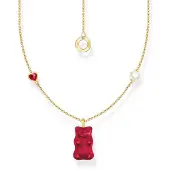Thomas Sabo KE2206-430-10-L45V Damen-Kette mit Goldbären-Anhänger Rot
