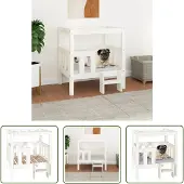 The Living Store Hundebett Weiß 65,5x43x70 cm Massivholz Kiefer