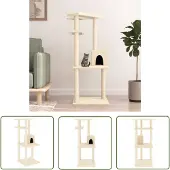 The Living Store Kratzbaum mit Sisal-Kratzsäulen Creme 123 cm