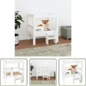 The Living Store Hundebett Weiß 55,5x53,5x60 cm Massivholz Kiefer