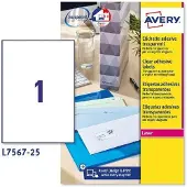 Avery L7567-25 Druckeretikett Transparent