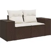 vidaXL Gartensofa mit Kissen 2-Sitzer Braun Poly Rattan