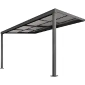 Juskys Terrassenüberdachung Jakarta 4x3 m mit Schiebedach - Terrassendach Aluminium - Doppelstegplatten - wetterfeste Überdachung mit UV-Schutz - Grau