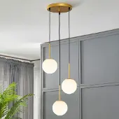 LumenXL 3-flammige Pendelleuchte Addy gold mit Milchglas