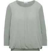 Goldner Chiffon-Shirt mit 3/4-Arm, Rundhals in baummoos | Gr.: 54