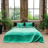 Kayori Satin-Bettwäsche-Garnitur Nyoko Farbe Grün Größe 155x220+80x80