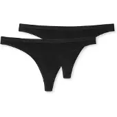 Schiesser Damen String 2er Pack - Tanga, Cotton Stretch, Serie 95/5, uni