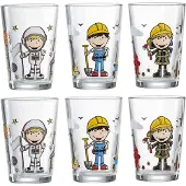 Ritzenhoff & Breker Kinderbecher "Kindergläser Berufe Jungen 205 ml 6er Set bunt", bunt, Glas, Trinkgefäße, Kinderbecher