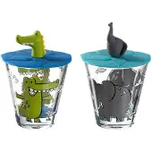 Leonardo Kinderbecher "Kinderbecher mit Deckel Bambini 215 ml 2er Set", bunt (elefant, krokodil), Trinkgefäße, Kinderbecher