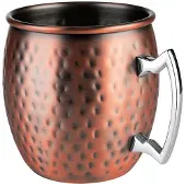 Assheuer & Pott APS 93367 Becher MOSCOW MULE, 2er-Set, Edelstahl, gehämmerte Oberfläche, je 500 ml, Ø 9 cm, Höhe 10 cm, Antik-Kupfer-Look