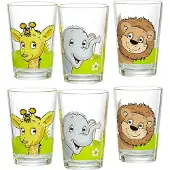 Ritzenhoff & Breker Kinderbecher "Kindergläser Dschungeltiere 205 ml 6er Set bunt", bunt, 6 tlg., Glas, Trinkgefäße, Kinderbecher