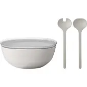 Mepal SILUETA Servierschale mit Deckel & Salatbesteck 5000 ml Nordic White