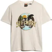 Superdry für Damen. W1011519A Reise-Souvenir-T-Shirt beige (S), Lässig, Baumwolle, Kurzarm