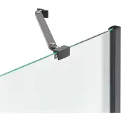 Beliani Badewannenaufsatz Schwarz Sicherheitsglas u. Aluminiumprofil 140 Hoch 100 cm Breit 2-Teilig mit Schwingtür Griff Festteil Modern für Badezimmer