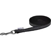 Petlando Schleppleine gummiert 20mm für Hunde Schwarz 15 m
