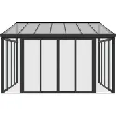 Juskys Wintergarten 12 m² - mit kristallklaren Wänden, Doppel-Schiebetüren & UV-Schutz – wasserdicht & winterfeste Überdachung aus Aluminium - Grau