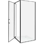 Beliani Duschkabine Schwarz aus Sicherheitsglas Aluminium Rahmen verchromt mit Magnetschloss Einzeltür 80x80x185cm Dusche Modernes Elegantes Design