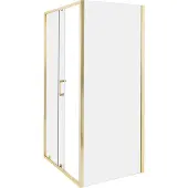 Beliani Duschkabine Gold aus Sicherheitsglas Aluminium Rahmen Einzeltür Schiebetür mit Magnetschloss 80x100x185cm Duschabtrennung Modernes Design