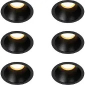 QAZQA Set mit 6 schwarzen Einbauleuchten GU10 35 mm IP44 - Dept