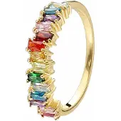 Trendor 41706 Damenring 925 Silber Goldplattiert Bunte Zirkonias