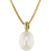 Trendor 39058 Perlen-Anhänger Gold 333/8kt mit vergoldeter Silberkette