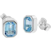 Trendor 68495 Damen-Ohrringe 925 Silber Ohrstecker Blautopas