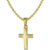 Trendor 75692 Kreuz Anhänger für Kinder Gold 333 + Halskette Silber vergoldet
