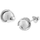 Trendor 08778 Damen Ohrringe Silber 925 Ohrstecker Weiße Glasperle