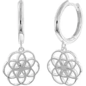 Trendor 15918 Damen-Ohrringe Mandala Silber 925 Klapp-Creolen