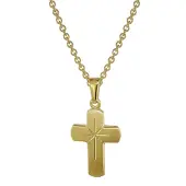 Trendor 48610 Kreuz für Kinder Gold 333 mit goldplattierter Silberkette