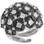 Trendor 65892 Damenring 925 Silber Zirkonias schwarz/weiß