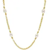 Trendor 15658 Damen-Kette 925 Silber Goldplattiert mit Perlen