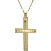 Trendor 39022 Herren-Halskette mit Kreuz-Anhänger Gold auf Silber