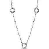 Pandora 393162C01-50 Damen-Halskette Silber Pavé Kreise