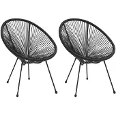 vidaXL Moon-Gartenstühle 2 Stk. Rattan Schwarz