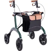 SALJOL Carbon Rollator Racing Green – Leichtgewicht 5,8 kg, faltbar, Weichreifen & Schleifbremse