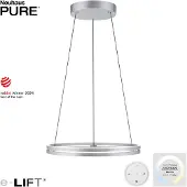 Paul Neuhaus NEUHAUS PURE LED Pendelleuchte "PURE E-Loop", silber (stone), 2, Ø 70cm H: 40cm, 1 Stk., Leuchten, e-LIFT Funktion, CCT, dimmbar über Fernbedienung, LED Pendelleuchte