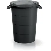 Prosperplast Abfalleimer mit Griffen Abfallbehälter SMOOTH – Schwarz 80 Liter