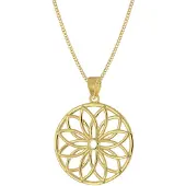 Trendor 15952 Damen-Halskette Lebensblume 925 Silber Vergoldet ⌀ 20 mm