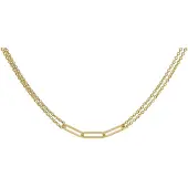 Trendor 15493 Damen-Kette 925 Silber Vergoldet zweireihiges Collier