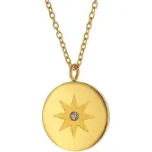 Trendor 75883 Damen-Kette mit Anhänger Gold auf Edelstahl Ankerkette