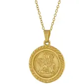 Trendor 75884 Damen-Halskette mit Engel-Anhänger Gold auf Edelstahl Ankerkette