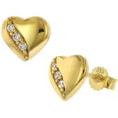 Trendor 41499 Damen-Ohrringe Gold 333/8K Herz Ohrstecker mit Zirkonia